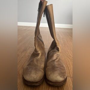 Bed Stu Cobbler Series tan Leather Boots with double zippers